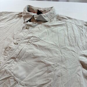 The North Face Mens Short Sleeve Button Up Shirt Beige Nylon Hiking Large L